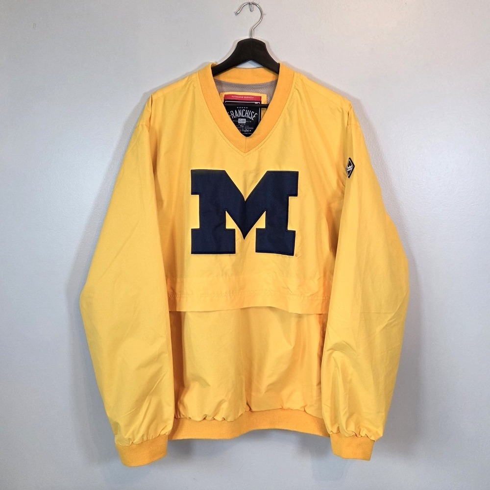 Franchise Club Michigan Wolverines V-Neck Pullover Windbreaker Jacket Men XL